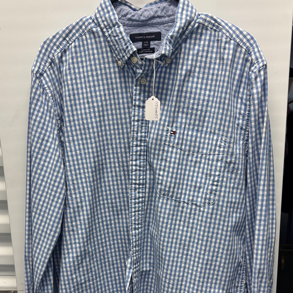 Tommy Hilfiger Light Blue Gingham Men's Shirt